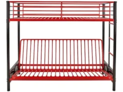 Lit Mezzanine Avec Banquette Métal Rouge Et Noir 90x190 Ou 140x190 Cm Mezzaclic