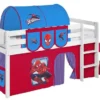 Lit Mezzanine Blanc Avec Rideau Spiderman 90x190 Cm