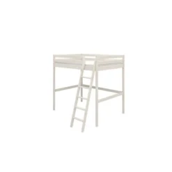 Lit Mezzanine Enfant - 140 X 190 Cm - Pin Massif Blanchi - Sommier Inclus - ERIKA