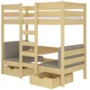 Lit Mezzanine Et Superposé 2 Couchages Avec 2 Tiroirs De Rangement Bois Pin Naturel 90x200 Cm Sulutia