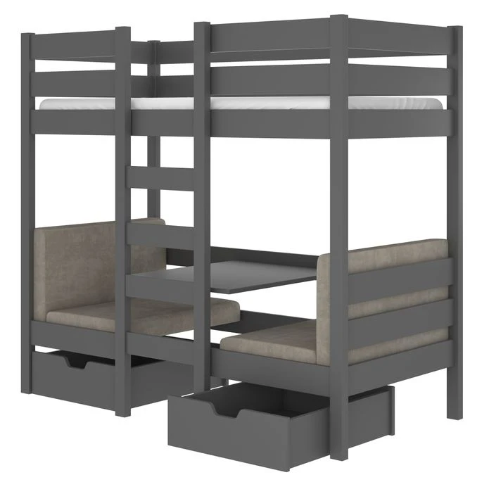 Lit Mezzanine Et Superposé 2 Couchages Avec 2 Tiroirs De Rangement Gris Graphite 90x200 Cm Sulutia 1 Lit Mezzanine Et Superposé 2 Couchages Avec 2 Tiroirs De Rangement Gris Graphite 90x200 Cm Sulutia