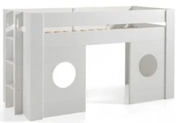 Lit Mezzanine Mi Hauteur 90x200 Cm Laqué Blanc Freya