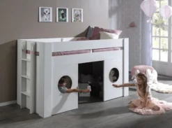 Lit Mezzanine Mi Hauteur 90x200 Cm Laqué Blanc Freya -KidKraft || Disney Cars || HELLO KITTY Soldes Boutique lit mezzanine mi hauteur 90x200 cm laque blanc freya 5420070231695 694674