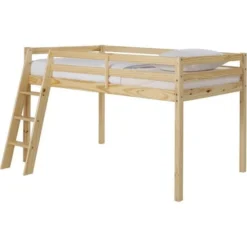 Lit Mi-hauteur Enfant- Bois Pin Massif - Naturel - Sommier Inclus - 90 X 190 Cm - PINKIE