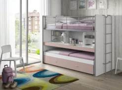 KidKraft || Disney Cars || HELLO KITTY Soldes Boutique -KidKraft || Disney Cars || HELLO KITTY Soldes Boutique lit superpose 90x200 cm 3 niveaux bois blanc et rose bonny 5420070216067 692711