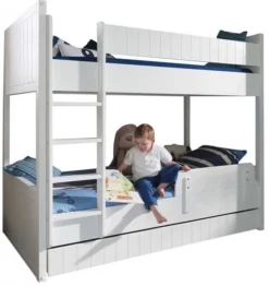 Lit Superposé 90x200 Cm Bois Laqué Blanc Robin