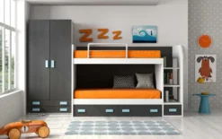 Lit Superposé Avec étagères Bi Couleur Maxo 90x190 Cm