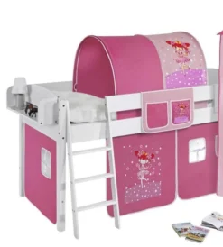 Lit Superposé Blanc Laqué Et Rideau Angel Cat Sugar 90x200 Cm -KidKraft || Disney Cars || HELLO KITTY Soldes Boutique lit superpose blanc laque et rideau angel cat sugar 90x200 cm 106775