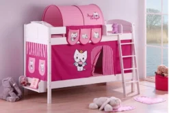 Lit Superposé Blanc Laqué Et Rideau Angel Cat Sugar 90x200 Cm -KidKraft || Disney Cars || HELLO KITTY Soldes Boutique lit superpose blanc laque et rideau angel cat sugar 90x200 cm 106778