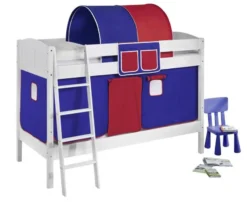 KidKraft || Disney Cars || HELLO KITTY Soldes Boutique 22 Lit Superposé Blanc Laqué Et Rideau Bleu Et Rouge 90x200 Cm