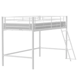 Lit Surélevé Enfant En Métal - Blanc - Sommier Inclus - 90 X 190 Cm - MID