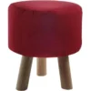 Pouf Rond Enfant Tissu Rouge Et Pieds Hêtre Kaidi - Lot De 2