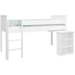 STEENS Lit Mi-hauteur Enfant - MDF Laqué Blanc - L90 X L200 Cm - ALBA